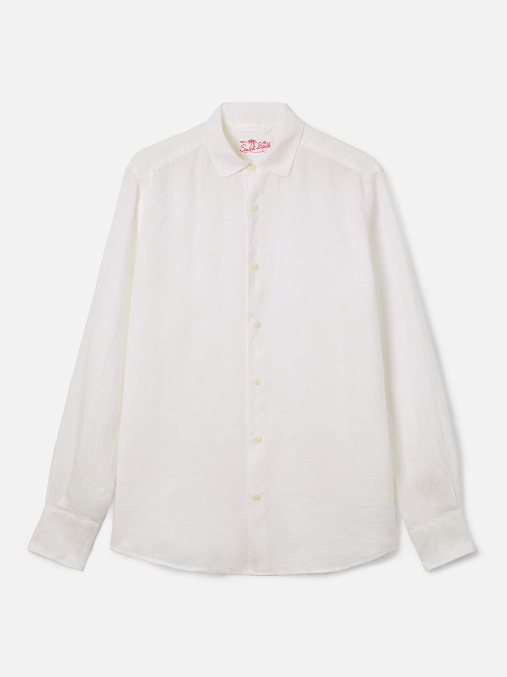 MC2 Saint Barth Pamplona Linen Button Down Shirt White Relaxed Fit Men M